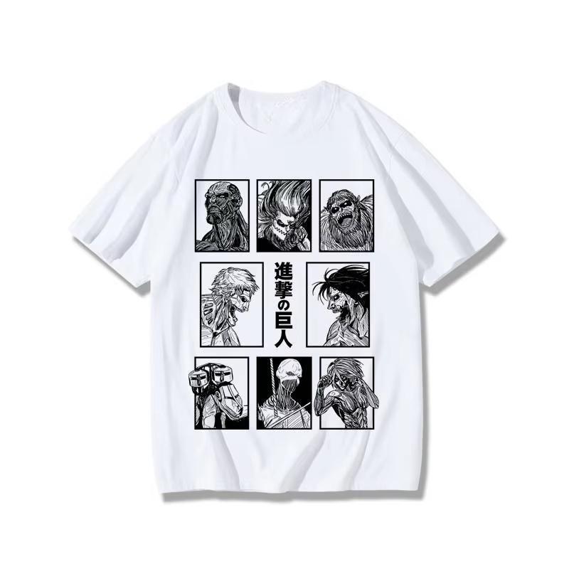 

Attack on Titan Short-sleeved T-shirt Men s Eren Mikasa Corporal Levi Co-branded Anime Peripherals Two-dimensional Short-sleeved 4XL