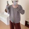 Nouveau cardigan simple à col rond, manches longues, tricoté, veste pull, nouveauté automne et hiver, haut cardigan simple