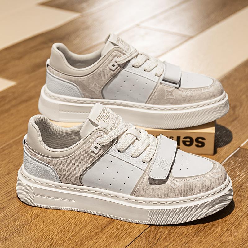 College Style Leather Surface Breathable Board Shoes Fashionable High Quality Cold Sticky Low Top Platform Men'S Shoes