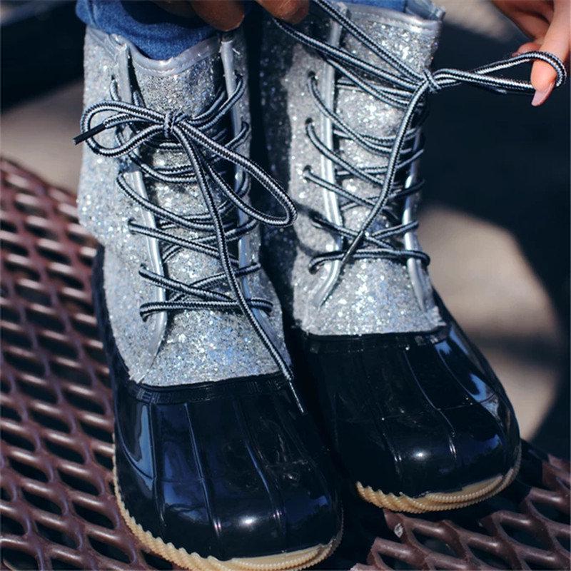 sequin duck boots