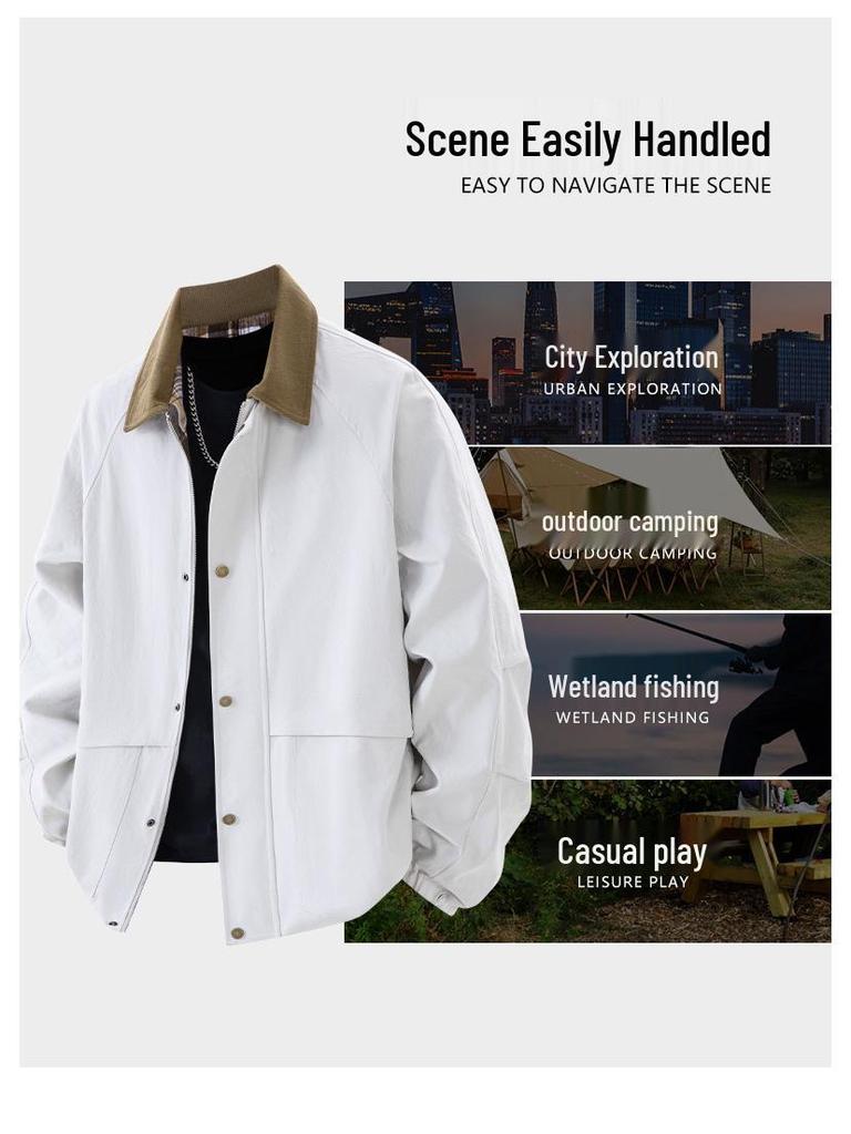 Plus Size Men's Versatile Lapel Jacket for Spring and Autumn