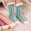 Yousheng 1 par vintersockor Skor Mönster Plyschfodrade Värmebevarande Jul Högskaftade Strumpor Benvärmare Höst Vinter Golvstrumpor Julklapp