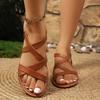 Fashion Shoes for Women 2025 Summer New Women Flat Sandals Roman Strap Non Slip Rubber Soles Daily Ladies Sandals Sandalias De Mujer