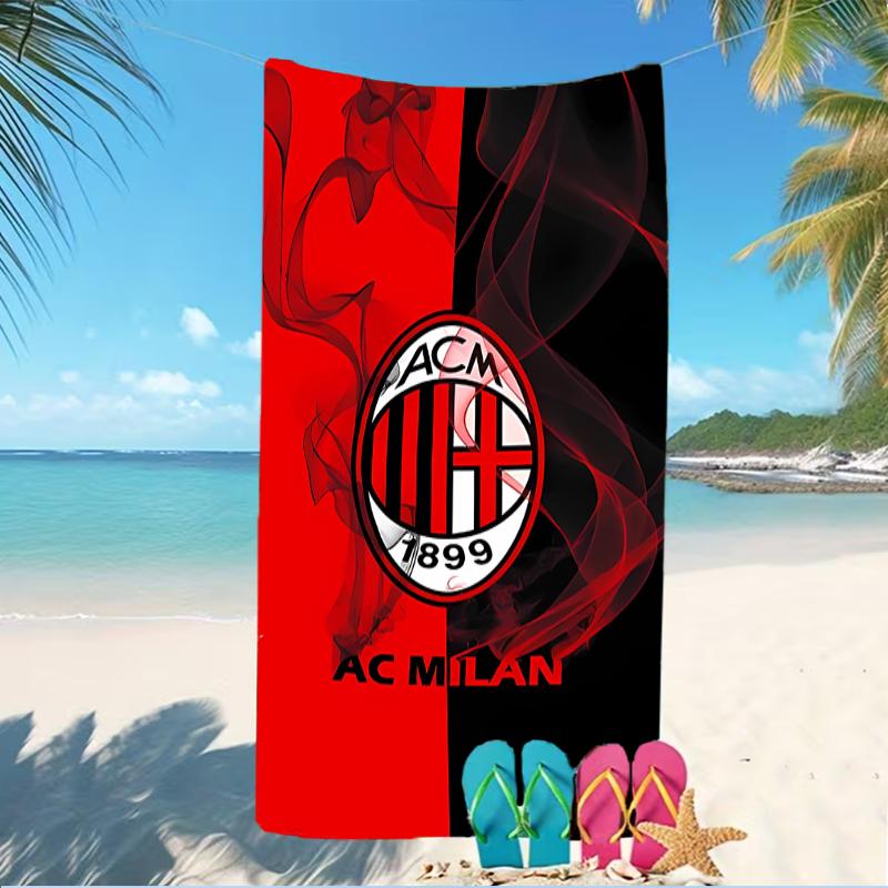 Beach Towel with Associazione Calcio Milan Pattern - soft,absorbent,machine washable Lightweight&Modern,swimming,Travel Essentials