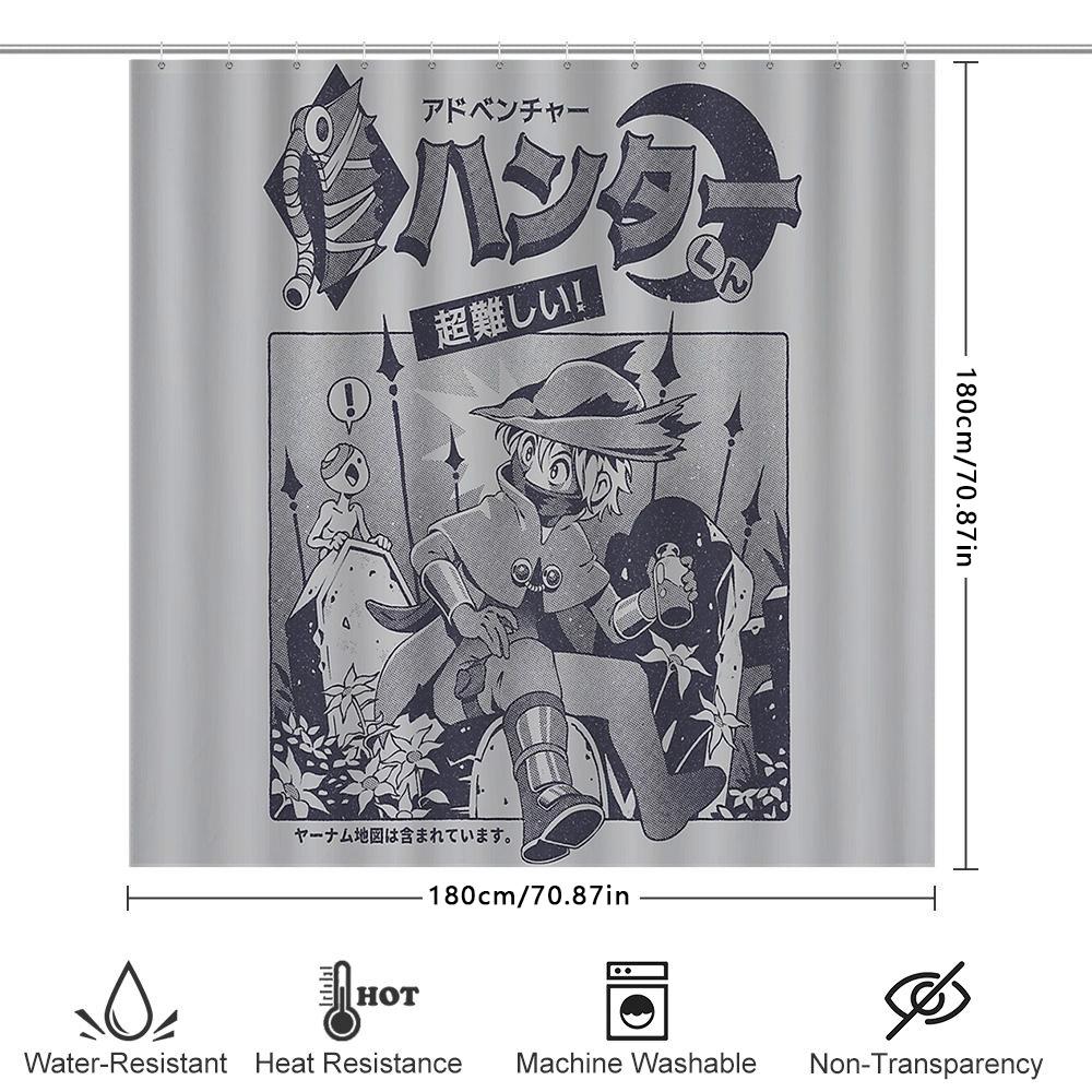 Anime Shower Curtain Japanese Otaku Decor Manga Bathroom Decor Washable Home Textile Tapestry Wall Hanging Gift Idea