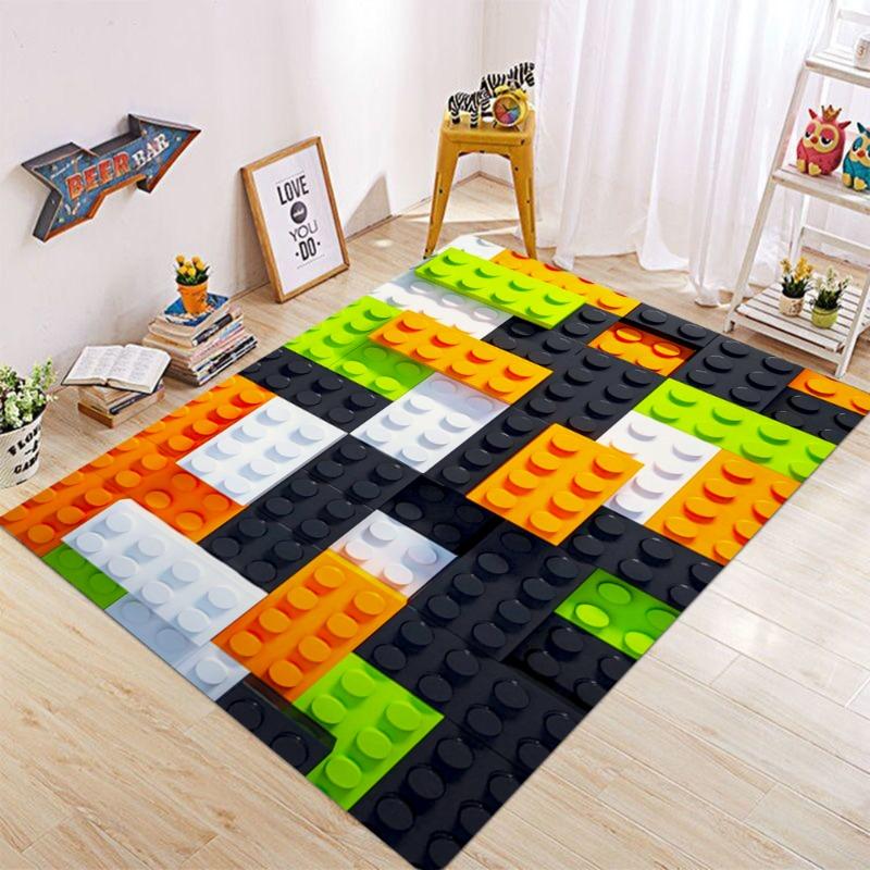 3D Building Block Carpet Three-dimensional Carpet Living Room Sofa Door Mat Decoration Anti Slip Floor Mat Home Decoration