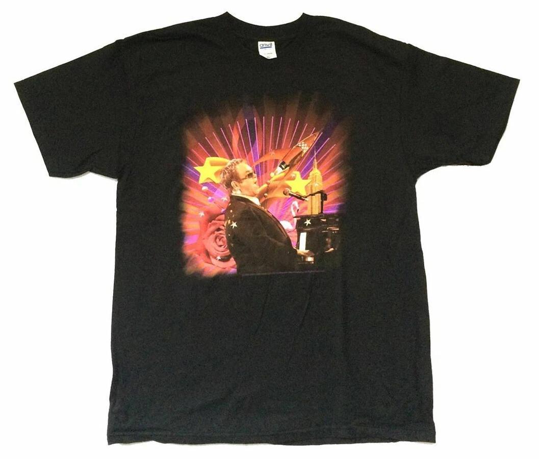 Elton John-Elton-Rocket Man Tour 2008-Black T-shirt M