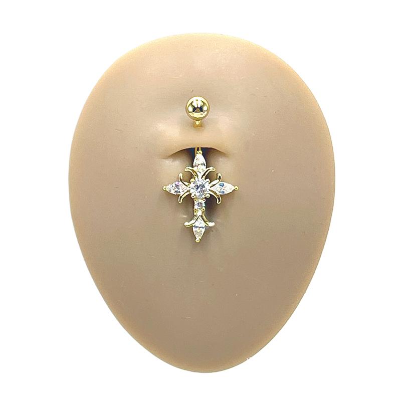 Christian Cross Navel Piercing Jewelry 14G Titanium Barbell Woman Man Religious Accessories Gold Silver Color Belly Button Rings