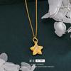 Luxury 24K 9999 Pure Gold real gold Ancient Hammer Star Pendant Women's Five-pointed Star Pendant Necklace