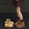 Fashion 2025 Autumn and Winter New High-rise Boots Soft Leather Soft Sole Retro Women's Short Boots Work Boots