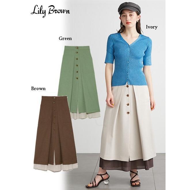 Lily Brown / Lily Brown Pleated Combination Tuck Skirt 21 Spring/Summer. LWFS212028 Flare Skirt Pre-sale Women s Summer Sale 50% OFF