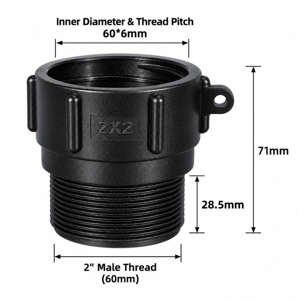 S60 Thread IBC Tank Adapter Black Barrel Connector New Tank Coupling  For IBC Water Tank