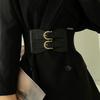 Wide Sophisticated Black Waist Belt For Women With Alloy Buckle Ideal For Dresses Jackets And Sweaters