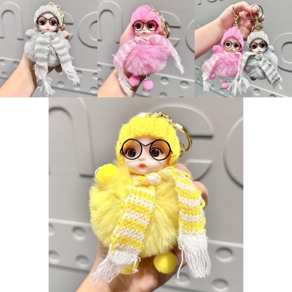 Delightful Plush Big Eye Doll Keyring Fluffy Rabbit Style Ideal For Friends And Family