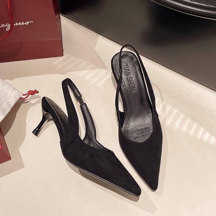 Niche Back Empty Pointed Single Shoes Shoes New Spring and Summer Temperament High Heel Bag Head Sandals Women