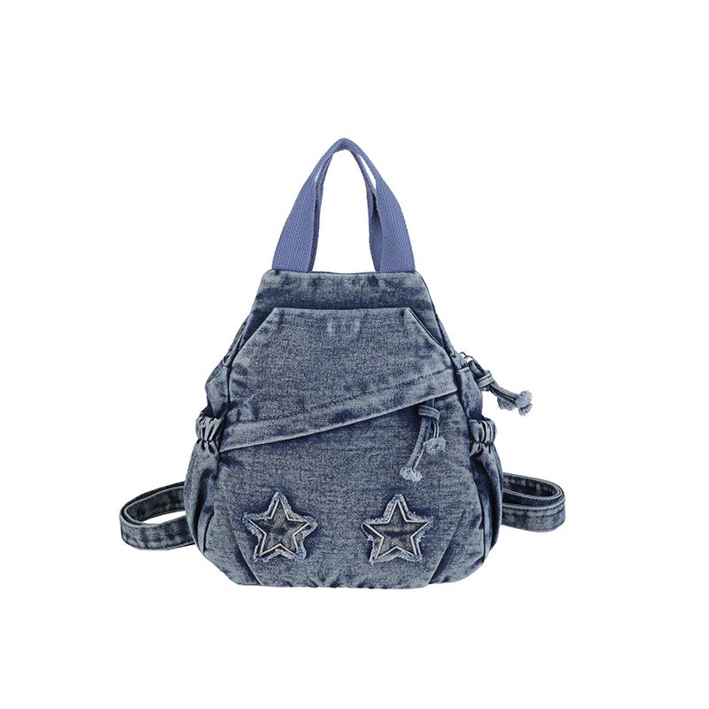 Denim Backpack Five-pointed Large Capacity Backpack