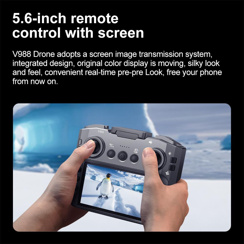 Nouveau Drone V988 8K HD Double Caméra 4K Télécommande Professionnelle avec Écran WIFI 5G Moteur Brushless Quadricoptère Pliable GPS