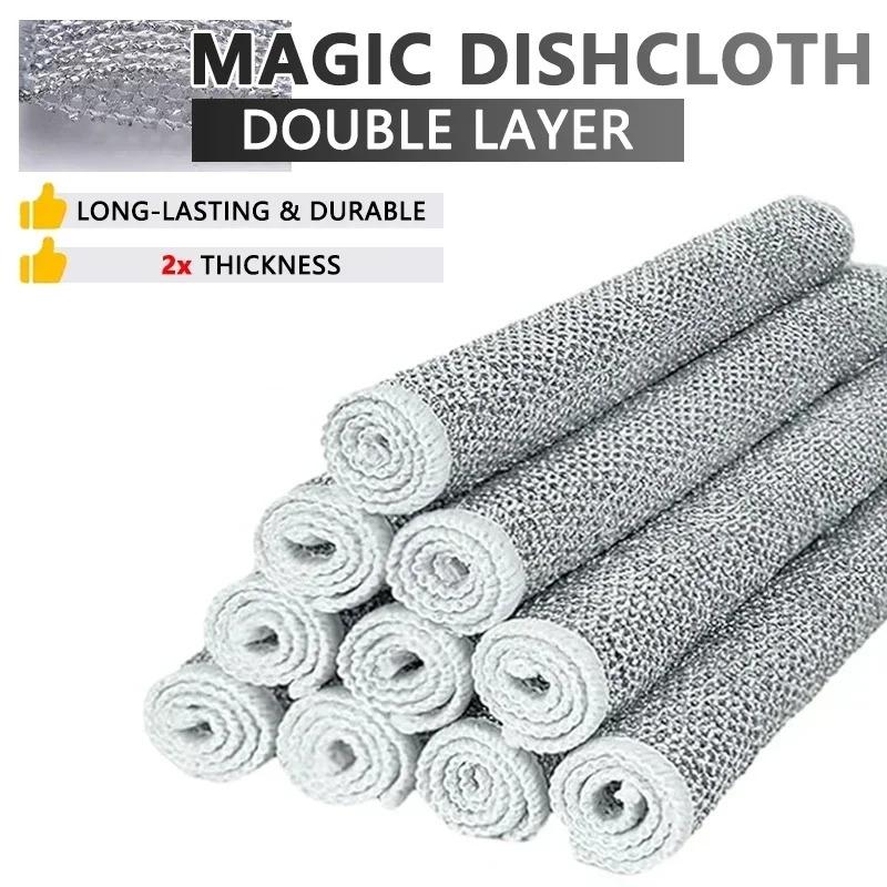 Magic Cleaning Cloth Multipurpose Wire Miracle Cleaning Cloth Innovative Dishwashing Net Hand Towel for Kitchen Dishwashing Grid 1 Piece