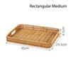 Food Plate Handwoven Plastic Rattan Storage Tray Round Shape Fruit Vegetable Cake Imitation Wicker Rattan Threads Basket