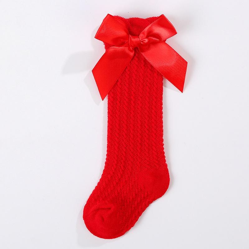 

Детские носки однотонные милые длинные носки с бантом детские носки S красный