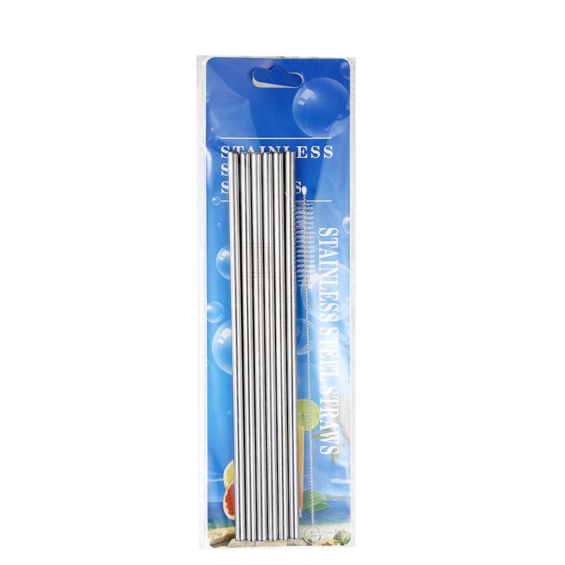6pcs Metal Reusable 304 Stainless Steel Straws Straight Bent Drinking Straw With Case Cleaning Brush Set Party Bar accessory