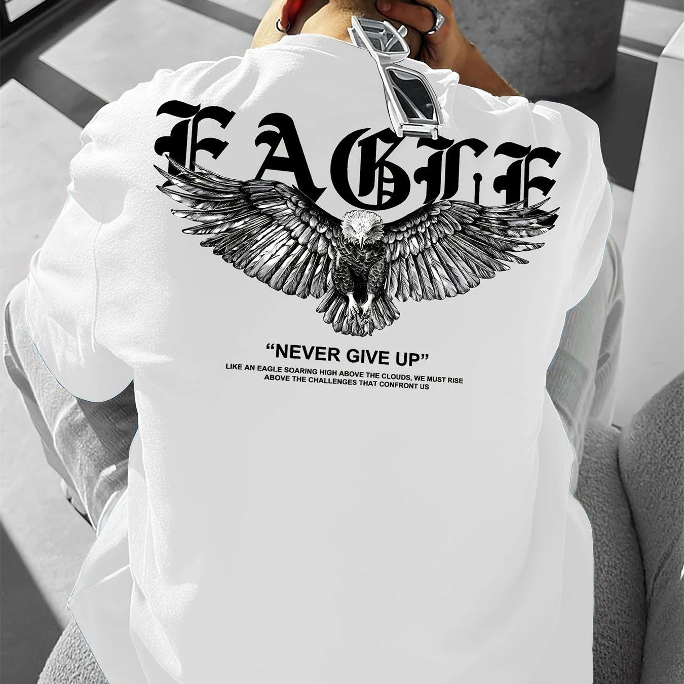 

Men s summer 100 cotton fashionable casual loose plus size never give up graphic printed sports round neck short sleeved T-shirt 5XL різнокольоровий
