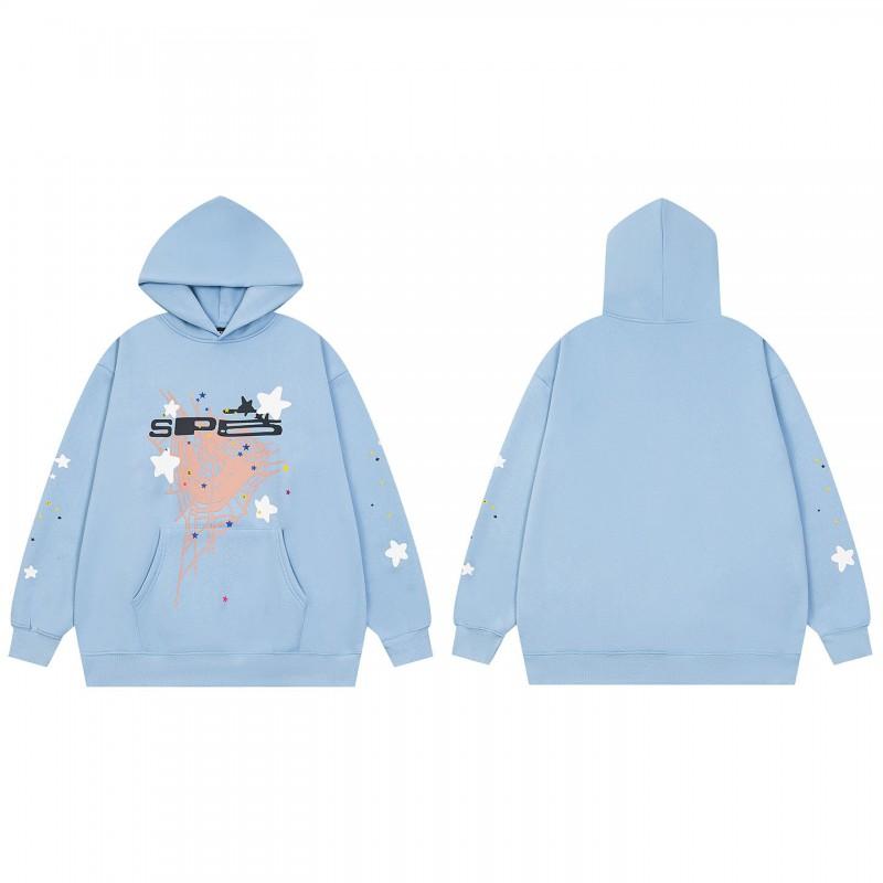 Sp5der Spider Web Foam Print Fleece Hoodie Loose Fit Hip Hop Sweatshirt Men Women