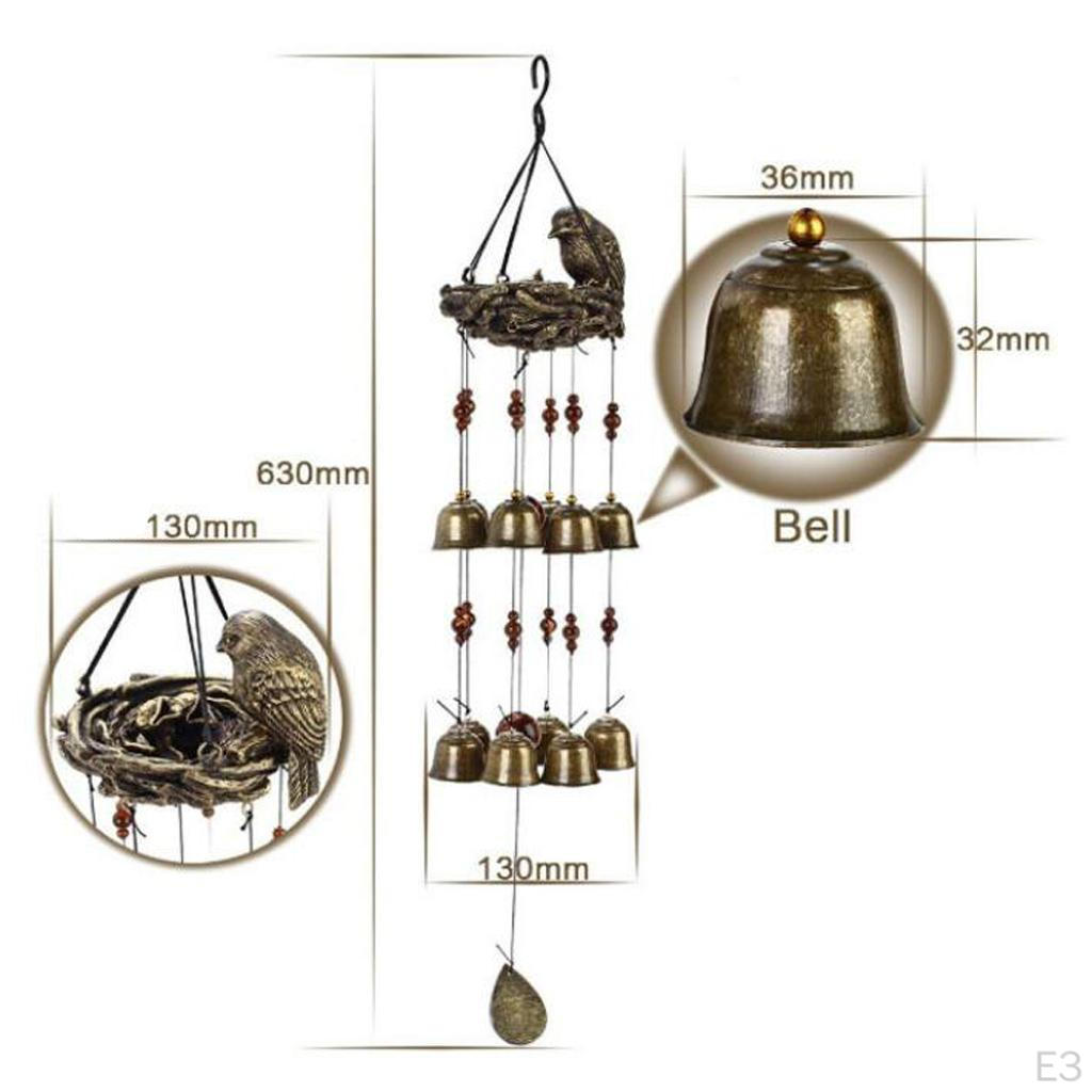 Wind Chimes with Bird Mother and Baby Birds Hanging Decoration Outdoor Garden Home Decor