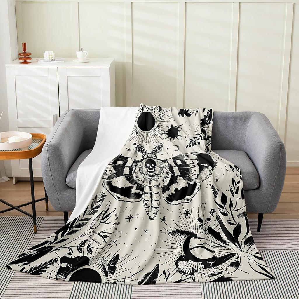 Bohemian Blanket Halloween Gothic Flannel Light Blanket Suitable for Home Office Sofa Decoration