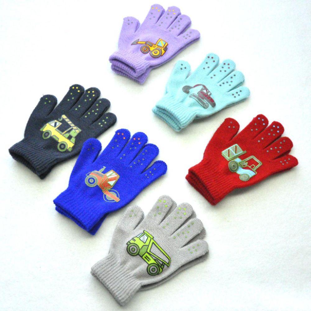 Winter Non-slip Soft Knitted Mittens Thick Warm Kids Gloves Cute Cartoon