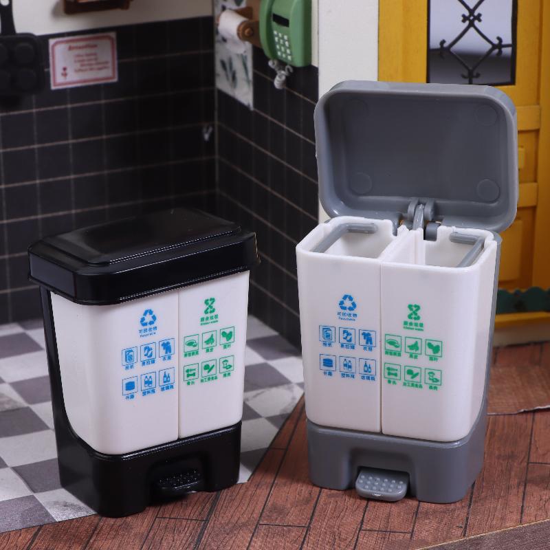 Doll House Mini Kitchenware Model Mini Classified Trash Can Shooting Scene Props