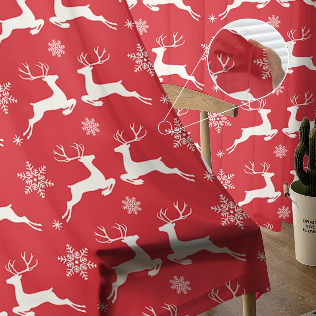 Jul Älg Snöflinga Textur Skira Gardiner För Barn Sovrum Vardagsrum Voile Gardiner Jul Kök Tyllgardin