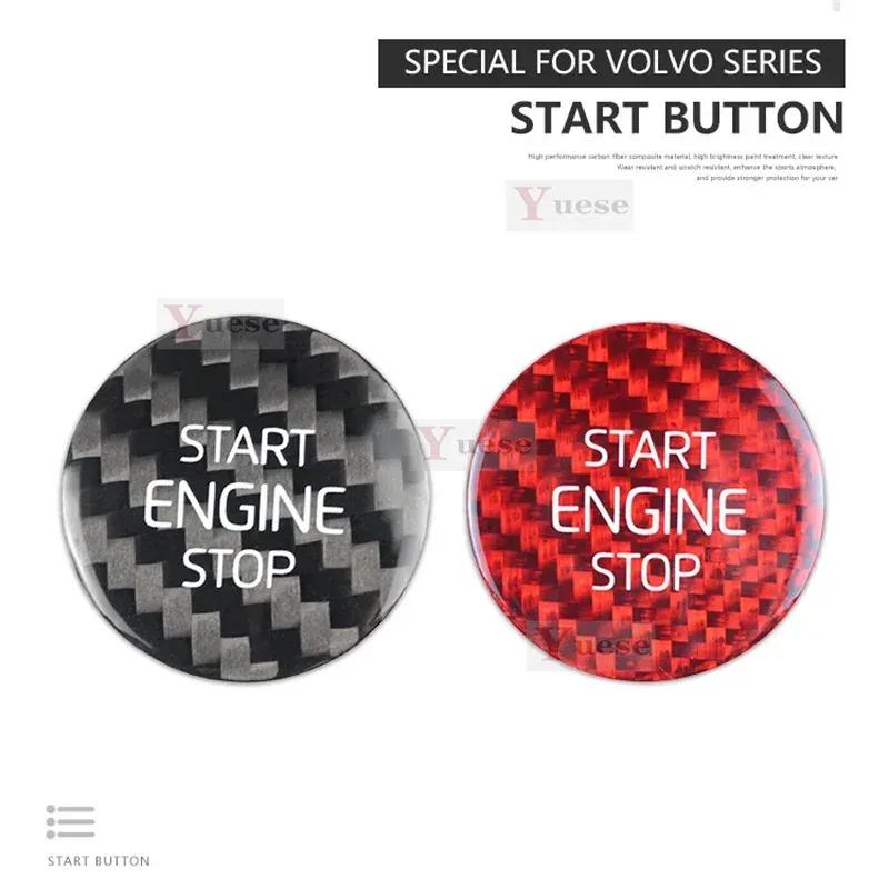 For Volvo XC40 Car Engine Start Stop Button Cover Real Carbon Fiber Sticker