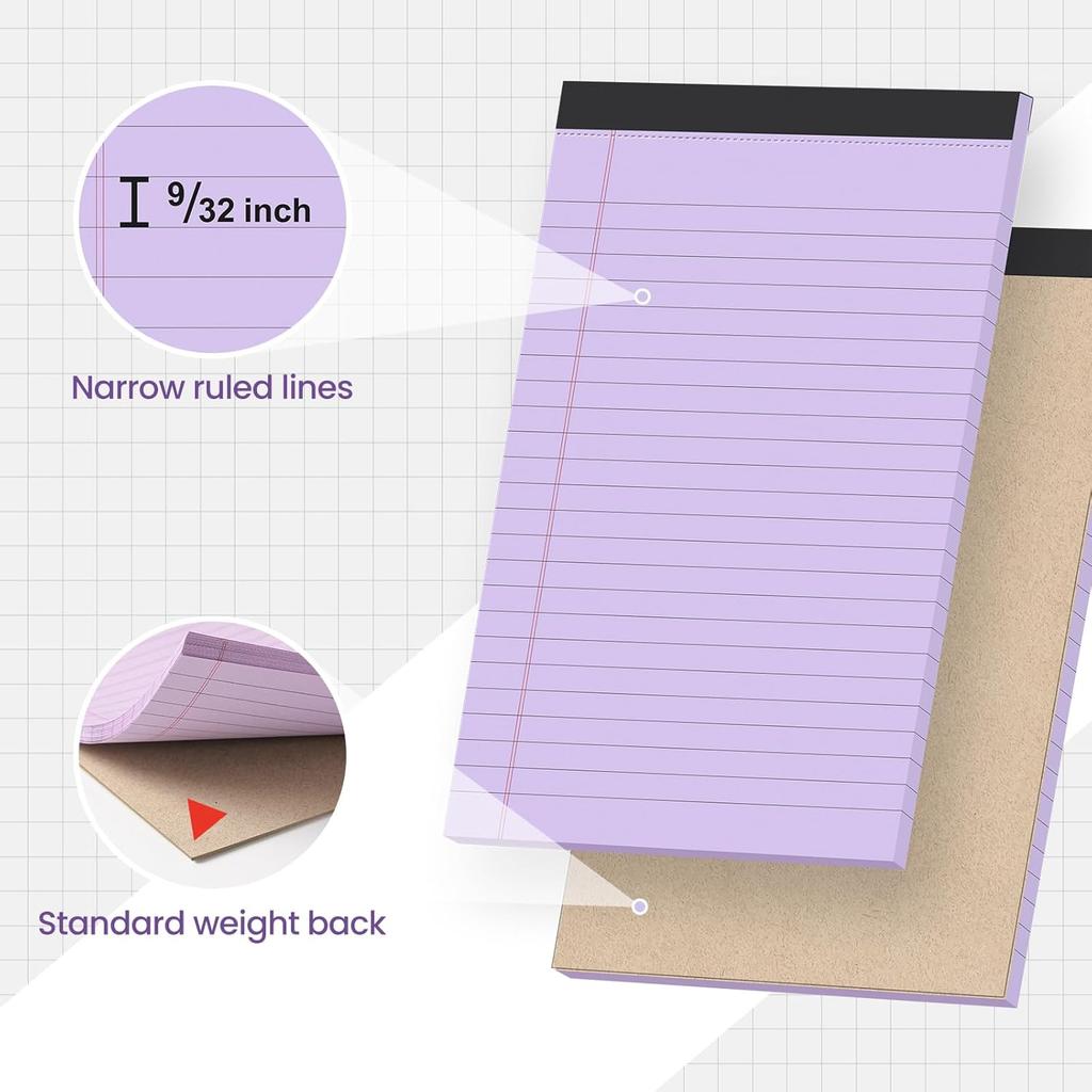 VITEVER Small Note Pads 5x8, [7 Pack] Colorful College Narrow Ruled Legal Pads,Micro Writing Pads Perforated Lined Note Paper for Study, Office,