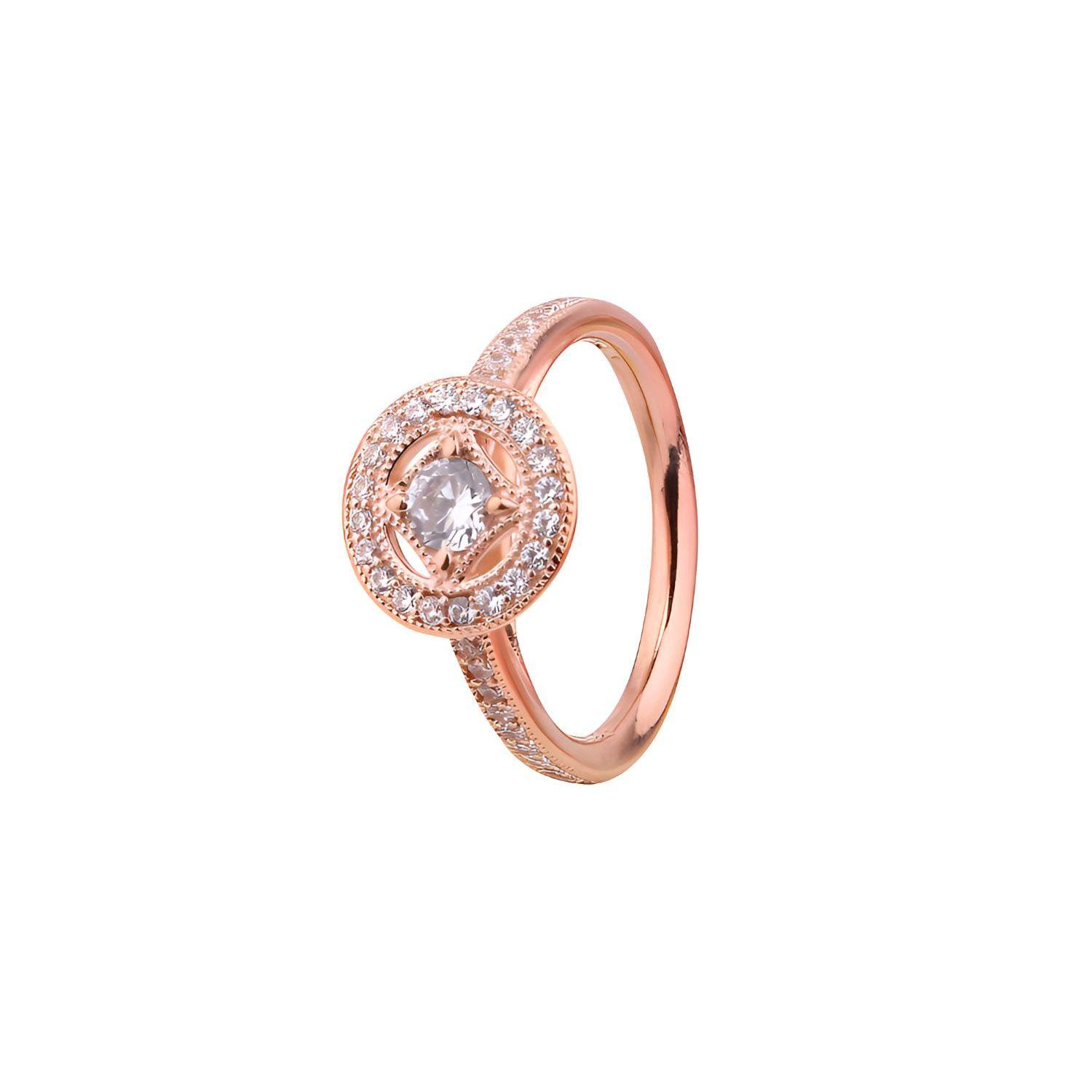 Pandora Rose Gold Vintage Round Charm Ring Women jewelry 181006CZ 48