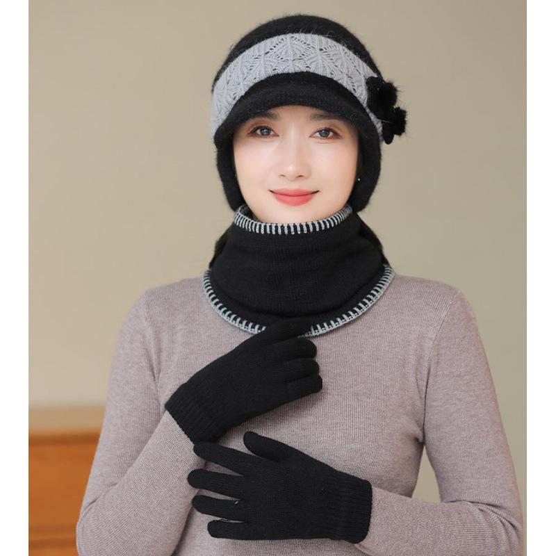 Winter Hat Fleece Thickened Ear Protector Knitted Hat In The Elderly Cold Wool Hat