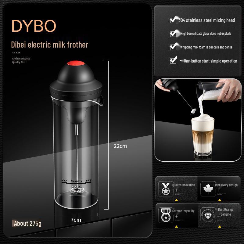 

Электрический вспениватель молока из нержавеющей стали и стекла - Портативный автоматический миксер для кофе и молока