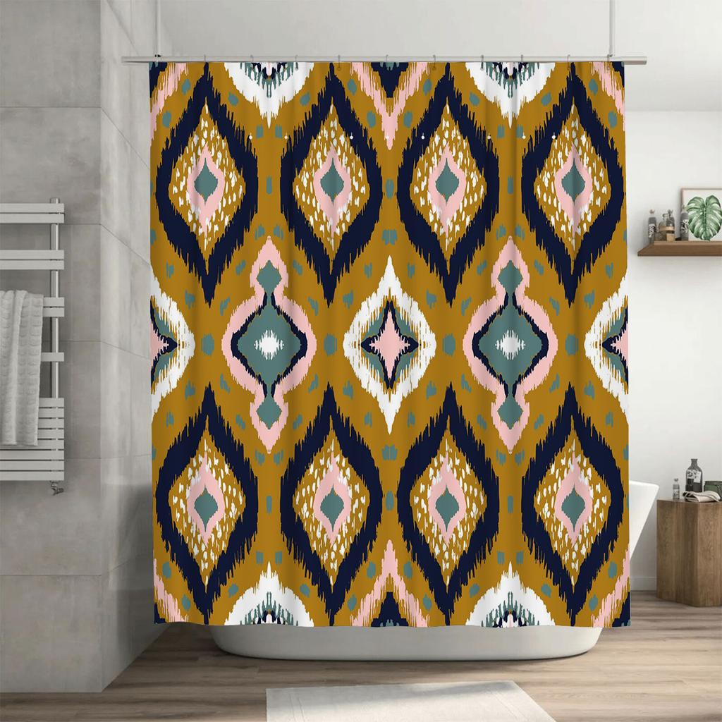 Ikat-Print Duschvorhang Wasserdicht Badezimmer Dekoration