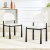 Set of 2 Dining Chairs, Upholstered Chair with Semi-Circular Backrest, PU Leather & Metal Legs, Chairs Only, No Table, 80cm High, Elegant & Sturdy