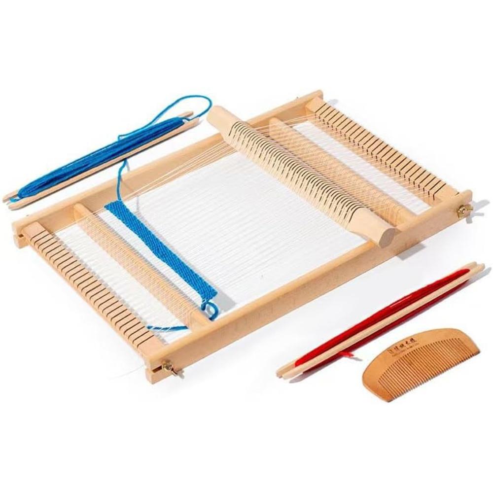 Loom Set, 15.6 inches high x 9.85 inches wide wooden loom, DIY handmade loom, with loom rod and comb.