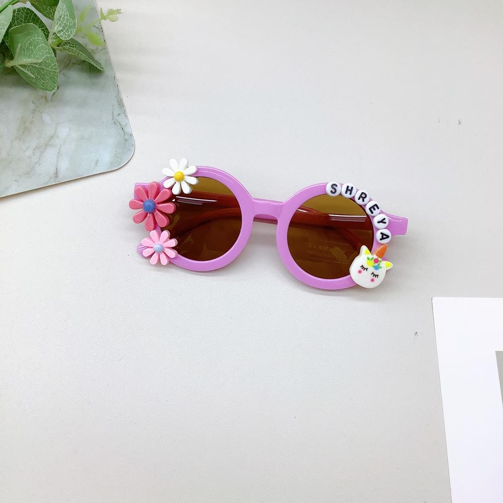 Children'S Sunglasses Travel Sunscreen Uv Protection Unicorn Flower Letter Baby Sunglasses Tide