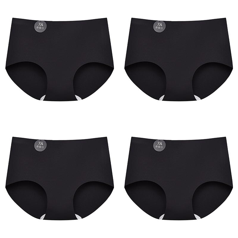 4PCS Seamless Panties for Woman Ice Silk Underwear Soft Thin Briefs Women's Underpants Fashion Sexy Female Lingerie
