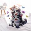 Two Kittens Hugging With A Heart Snowy Background Automatic Umbrella Retractable Design With 8 Rib Durability Lightweight All Season Women'S Umbrella