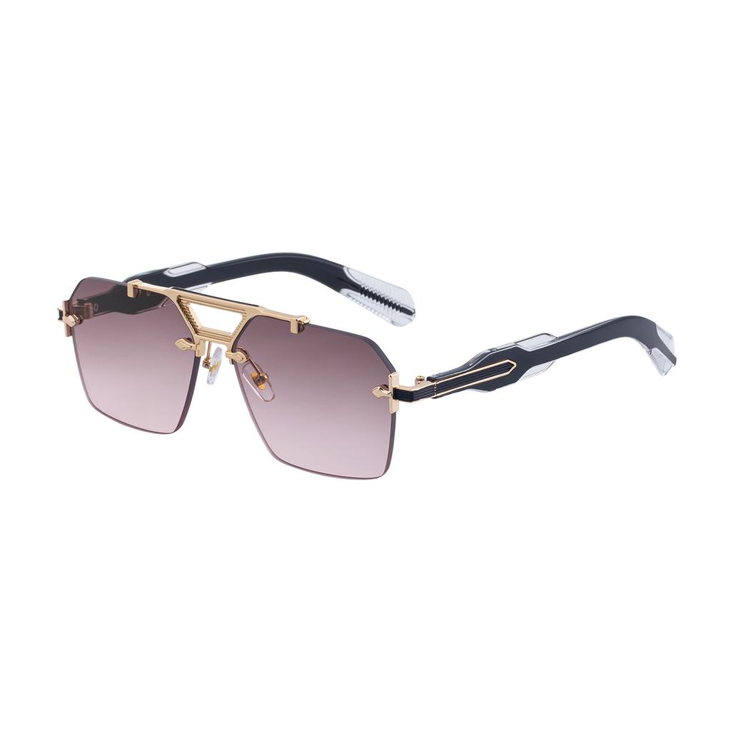 Classic Rivet Rimless Pilot Sunglasses For Men Women Luxury Designer Vintage UV Protection Driving Travel