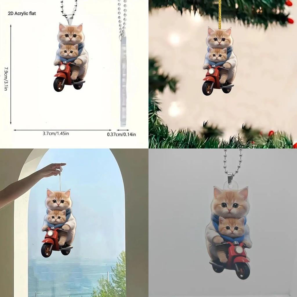 Cat Playful Cartoon Acrylic Car Hanging Accessory For Stylish Dcor Vehicle