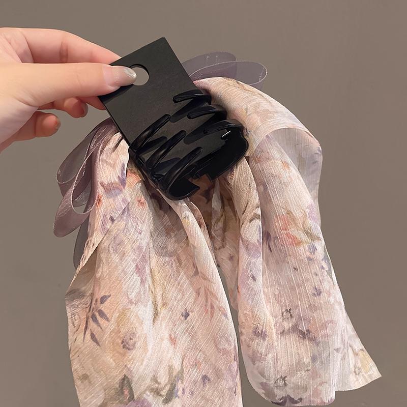 Süße florale Schleife Perle Pferdeschwanz-Klammer Damen Französische elegante Haarspangen Haarklammer