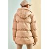 Langer Puffermantel mit Kapuze für Damen und Spitze
