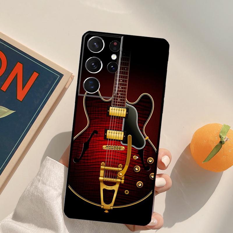 

Rock Music Instrument Guitar Phone Case For Samsung Galaxy S22 S23 S21 S20 FE Ultra S8 S9 S10 Plus Note 10 20 Ultra Cover Galaxy S20