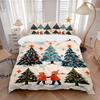 3pcs Christmas Tree in the Snow Bedding Set, 1 Soft Quilt Cover + 2 Pillowcases, Machine Washable, Suitable for All Seasons