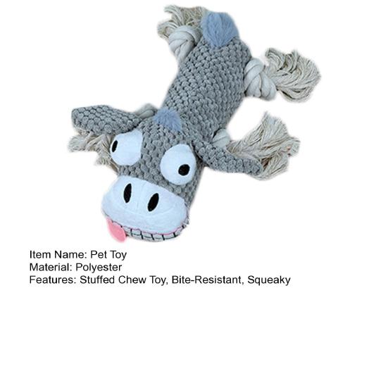 Squeaky Plush Dog Toy Stuffed Animal Dog Chew Toy Rope Knot Interactive Tug-of-War Toy for Puppies Adult Dogs Teeth Cleaning Training